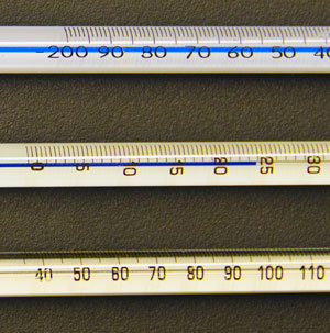3 analog thermometers