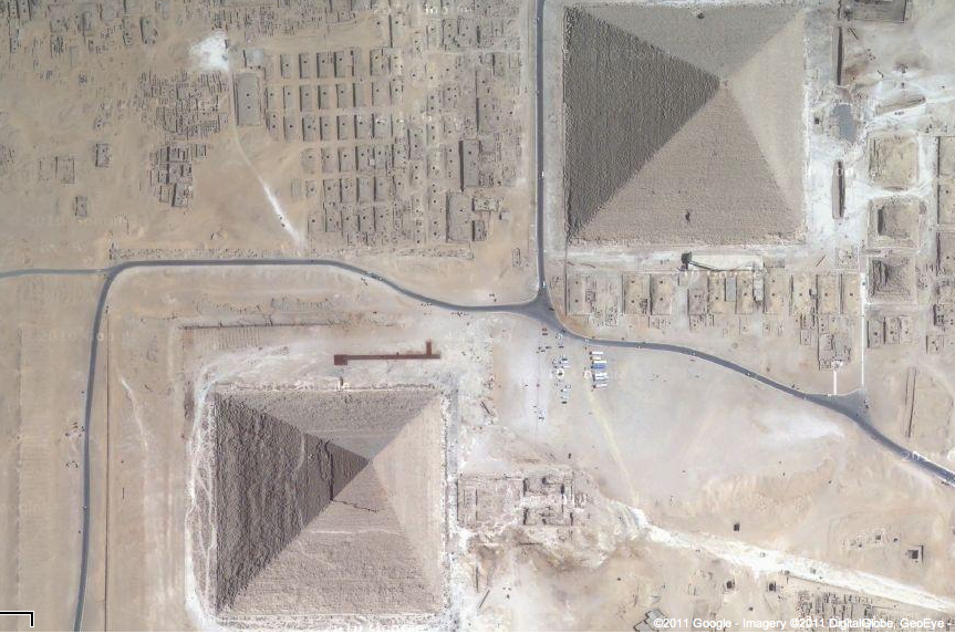 Satellite photographs of large pyramids